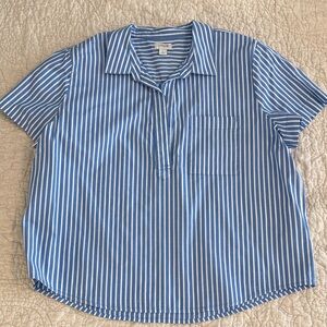 J. Crew Blue and White Striped Shirt